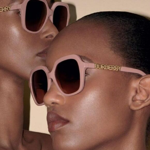 NEW Burberry BE4389 406113 Pink Brown Gradient Oversized Square Women Sunglasses - Picture 1 of 11